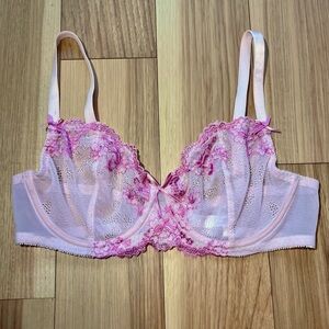 NWOT Vintage Gilligan & O’Malley Pink Embroidered Lace Unlined Bra 36D